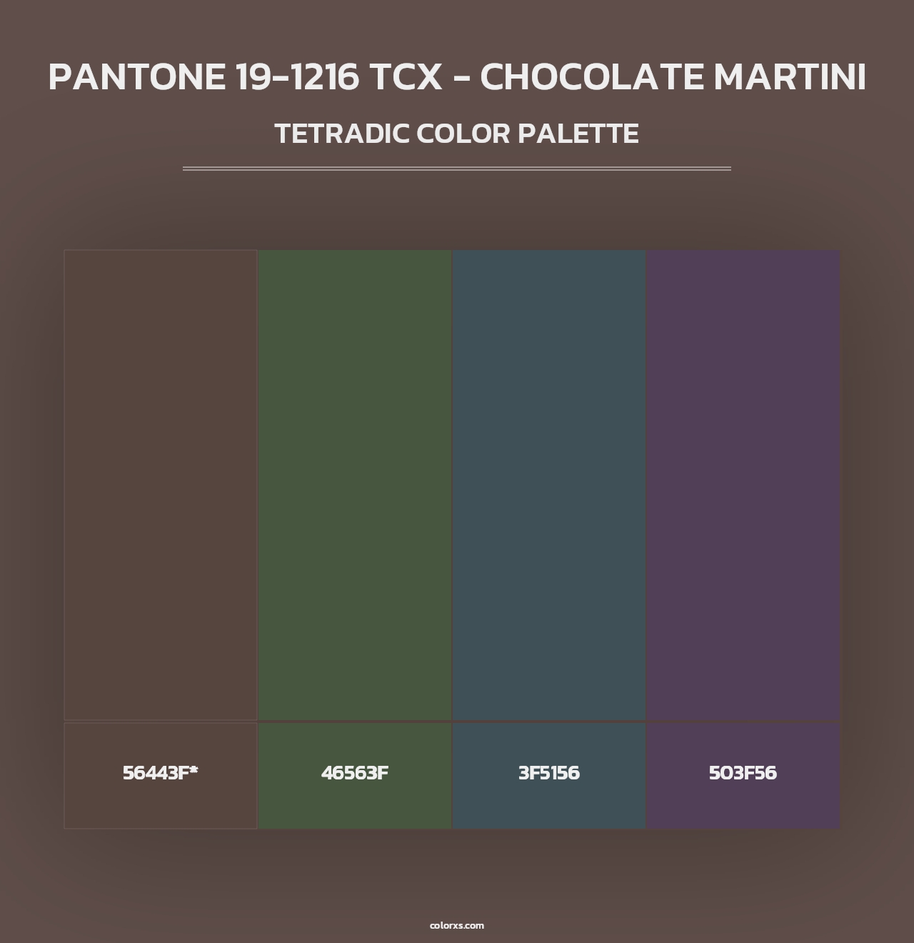 PANTONE 19-1216 TCX - Chocolate Martini - Tetradic Color Palette