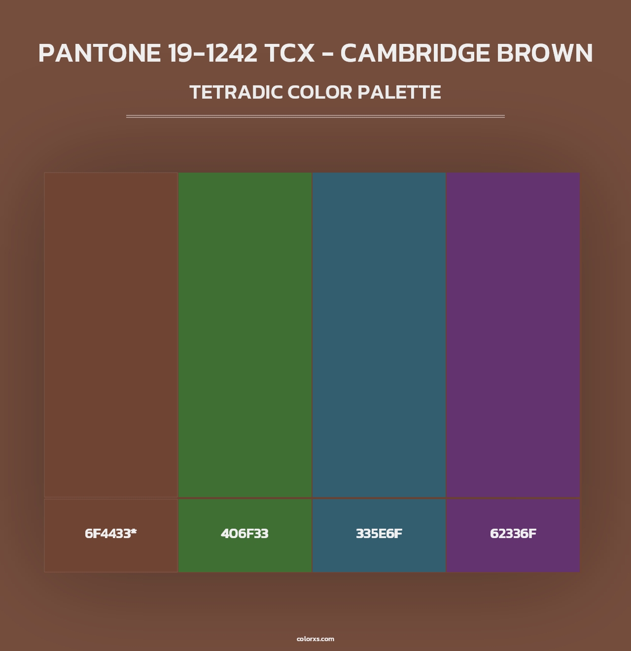 PANTONE 19-1242 TCX - Cambridge Brown - Tetradic Color Palette