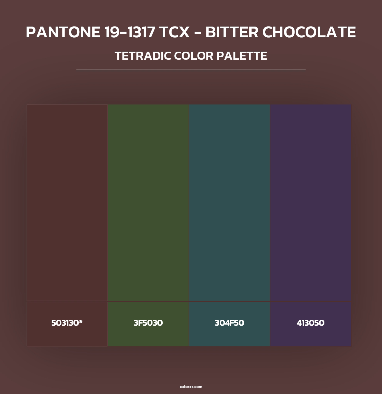 PANTONE 19-1317 TCX - Bitter Chocolate - Tetradic Color Palette