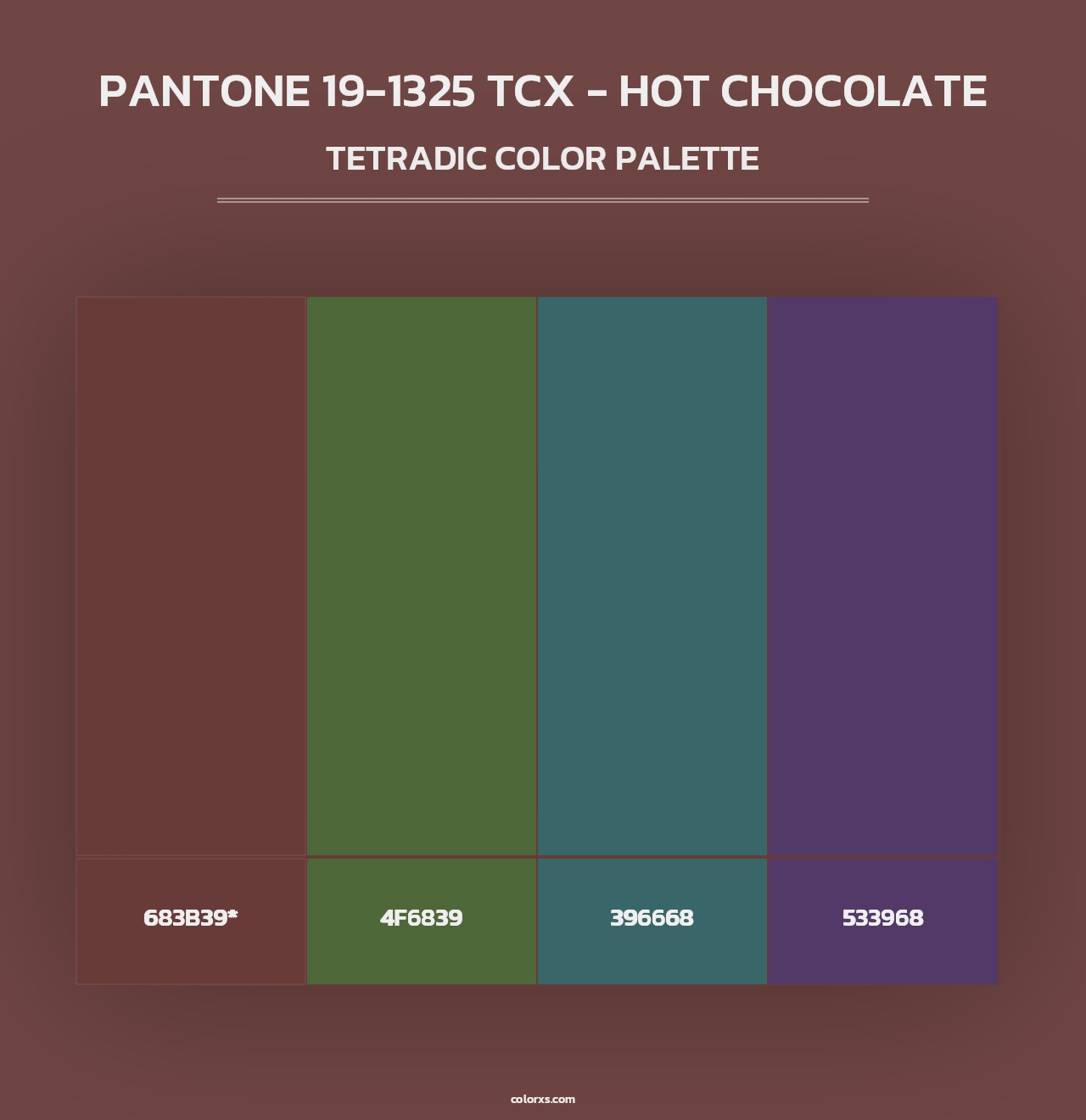 PANTONE 19-1325 TCX - Hot Chocolate - Tetradic Color Palette