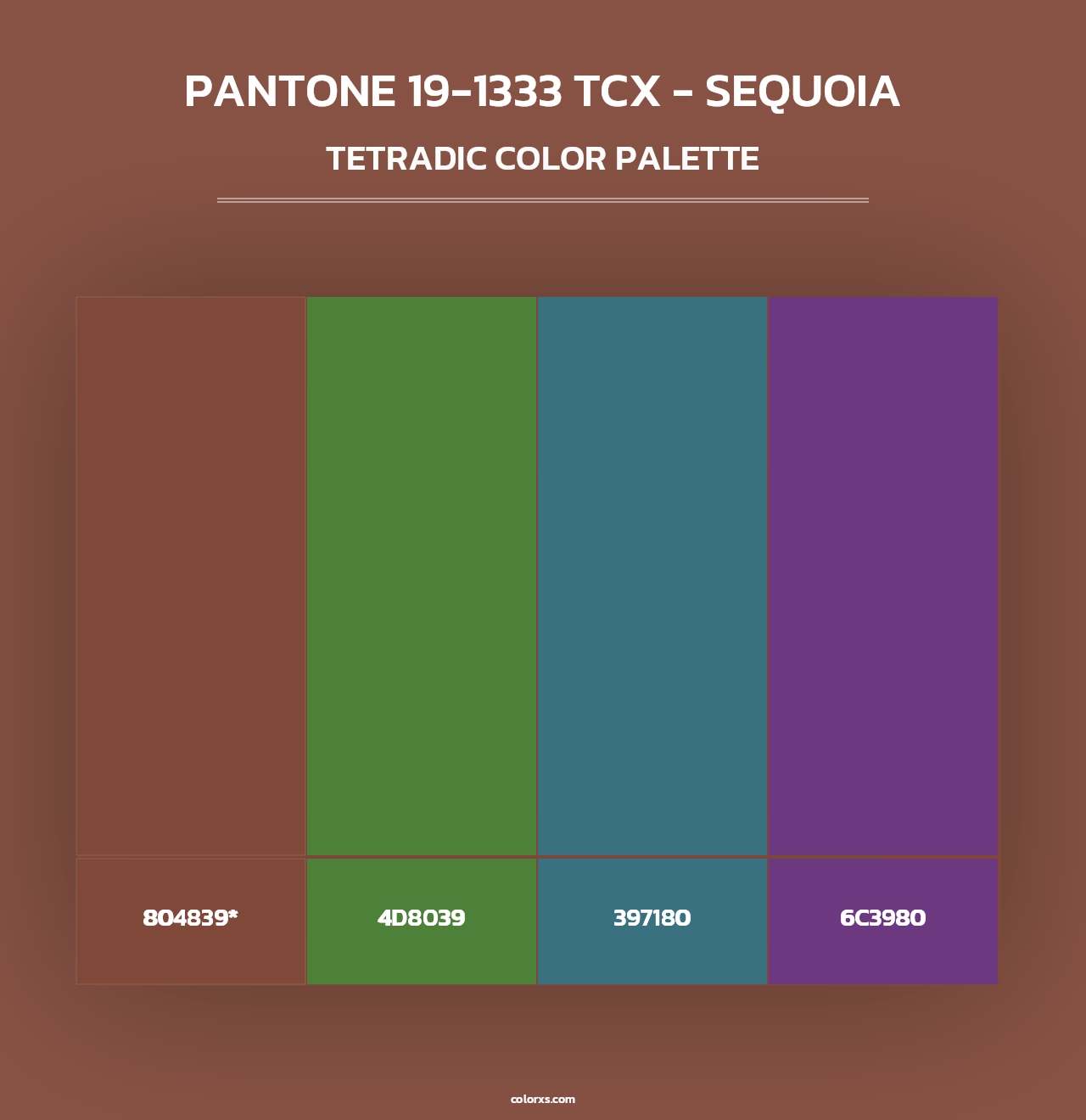 PANTONE 19-1333 TCX - Sequoia - Tetradic Color Palette