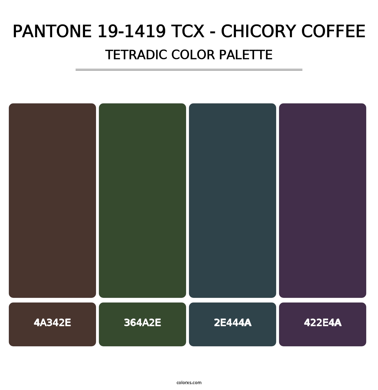 PANTONE 19-1419 TCX - Chicory Coffee - Tetradic Color Palette