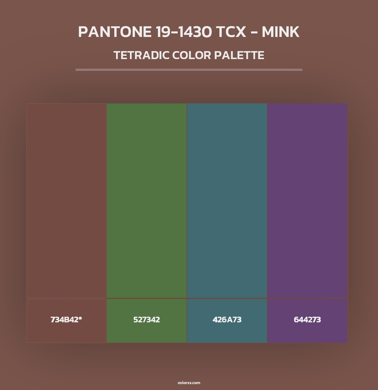 PANTONE 19-1430 TCX - Mink - Tetradic Color Palette