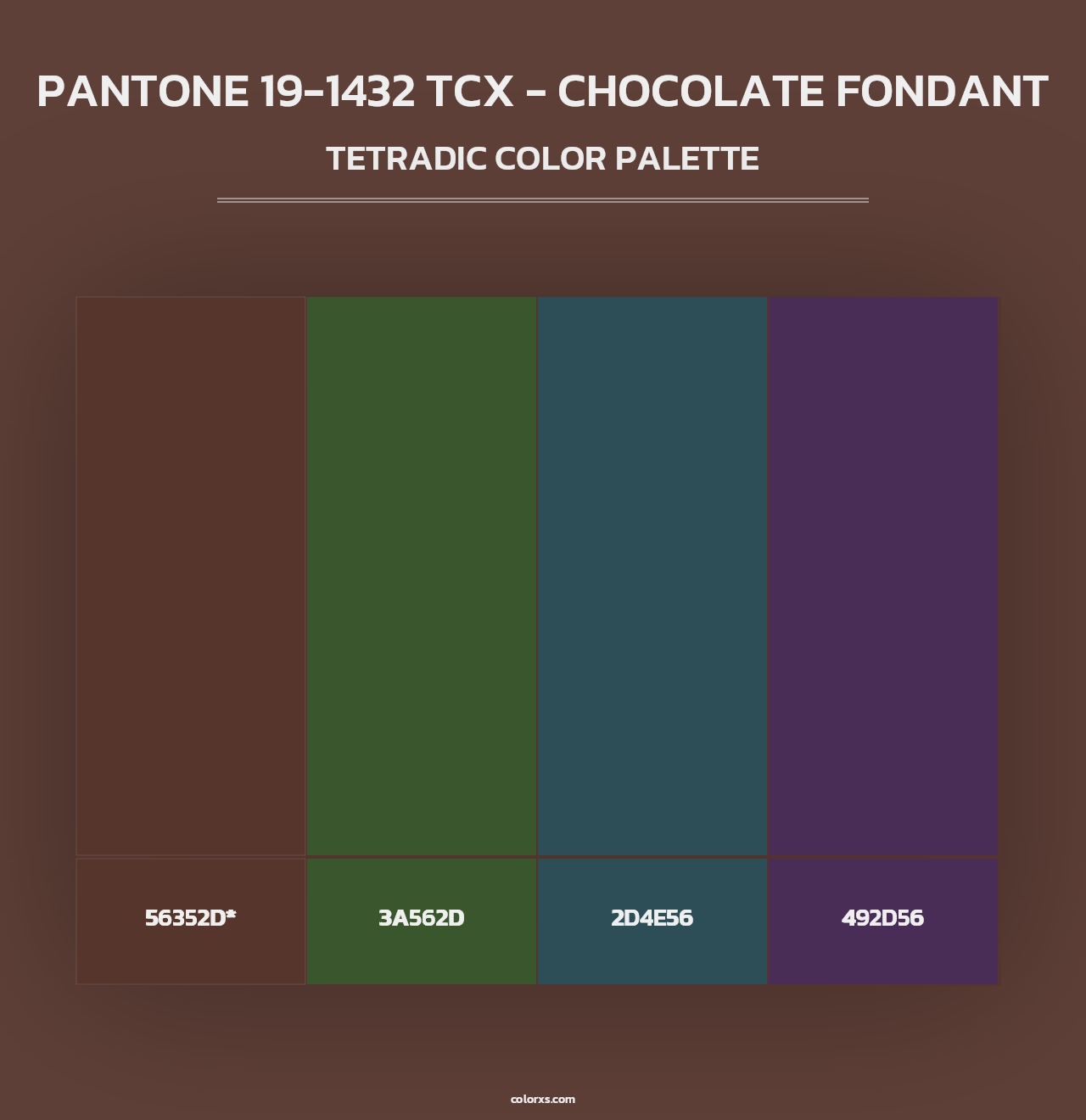 PANTONE 19-1432 TCX - Chocolate Fondant - Tetradic Color Palette