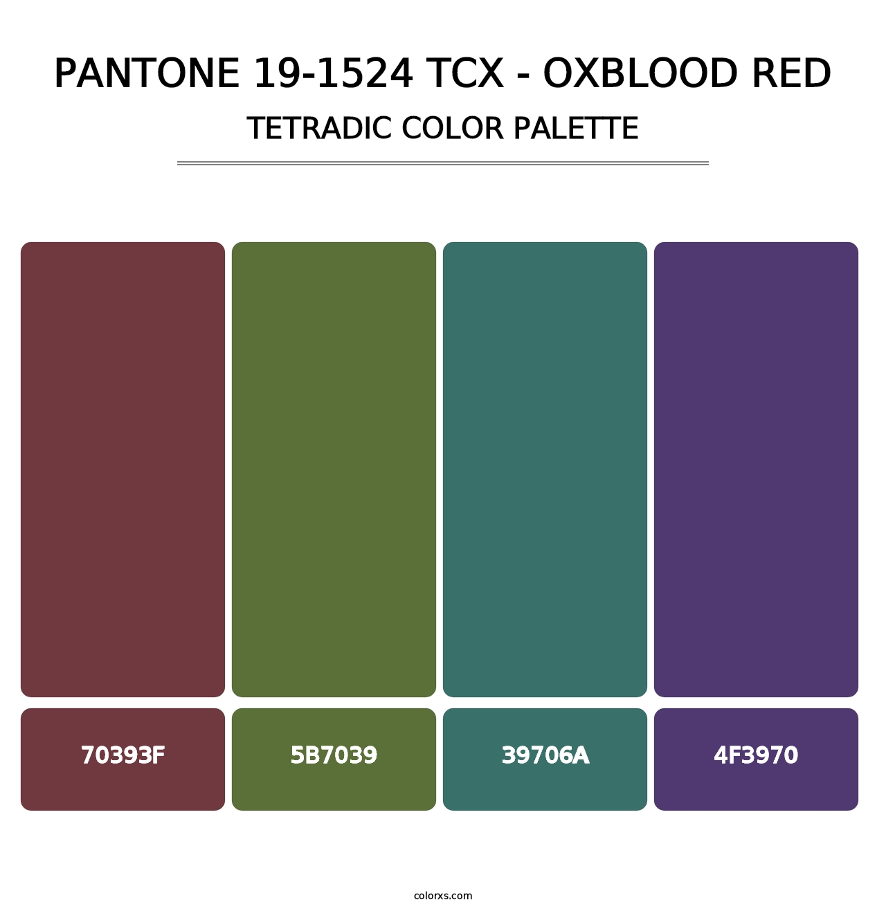 PANTONE 19-1524 TCX - Oxblood Red - Tetradic Color Palette