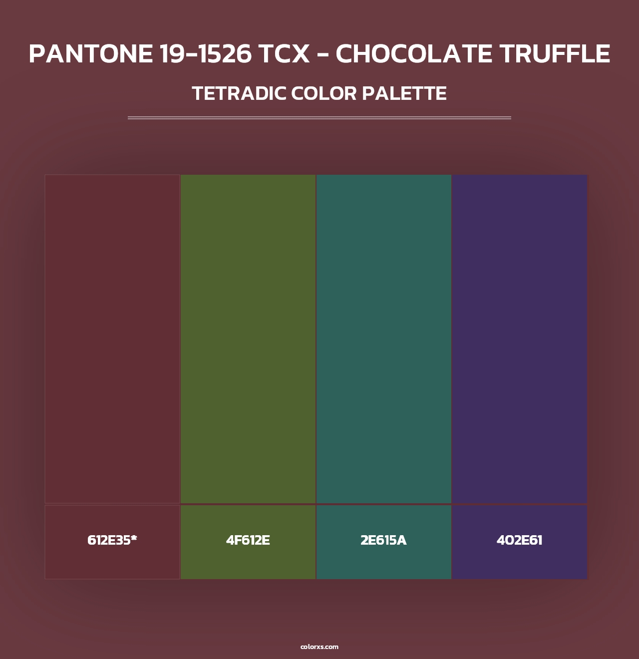 PANTONE 19-1526 TCX - Chocolate Truffle - Tetradic Color Palette