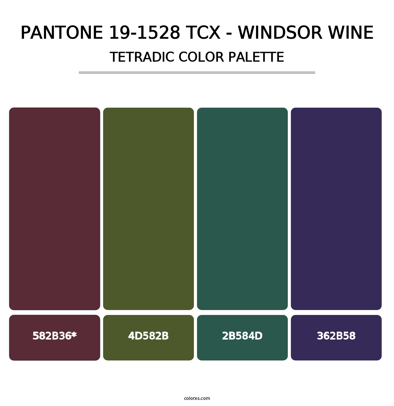 PANTONE 19-1528 TCX - Windsor Wine - Tetradic Color Palette