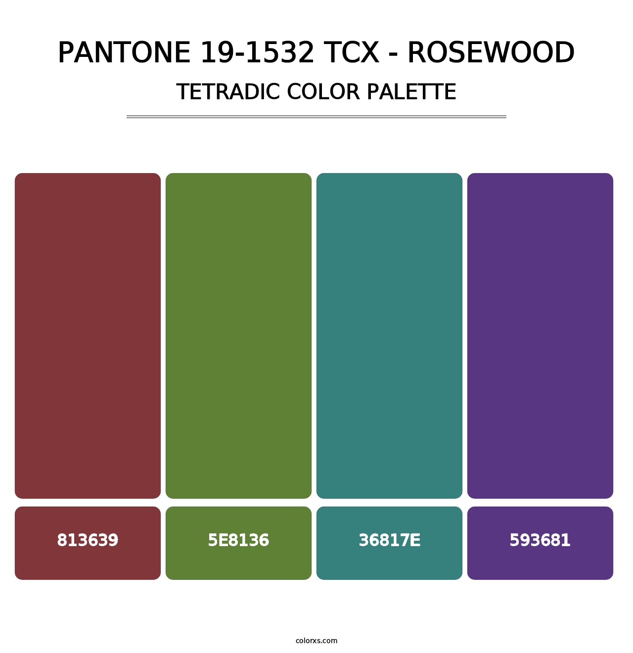 PANTONE 19-1532 TCX - Rosewood - Tetradic Color Palette