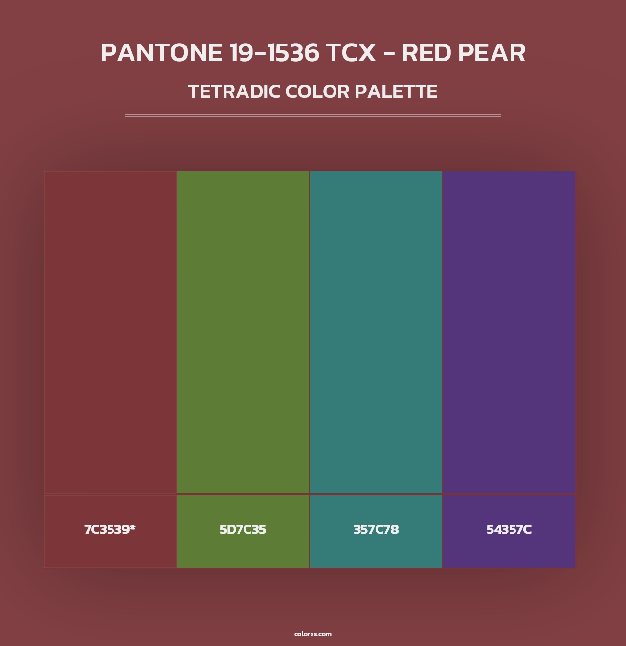 PANTONE 19-1536 TCX - Red Pear - Tetradic Color Palette