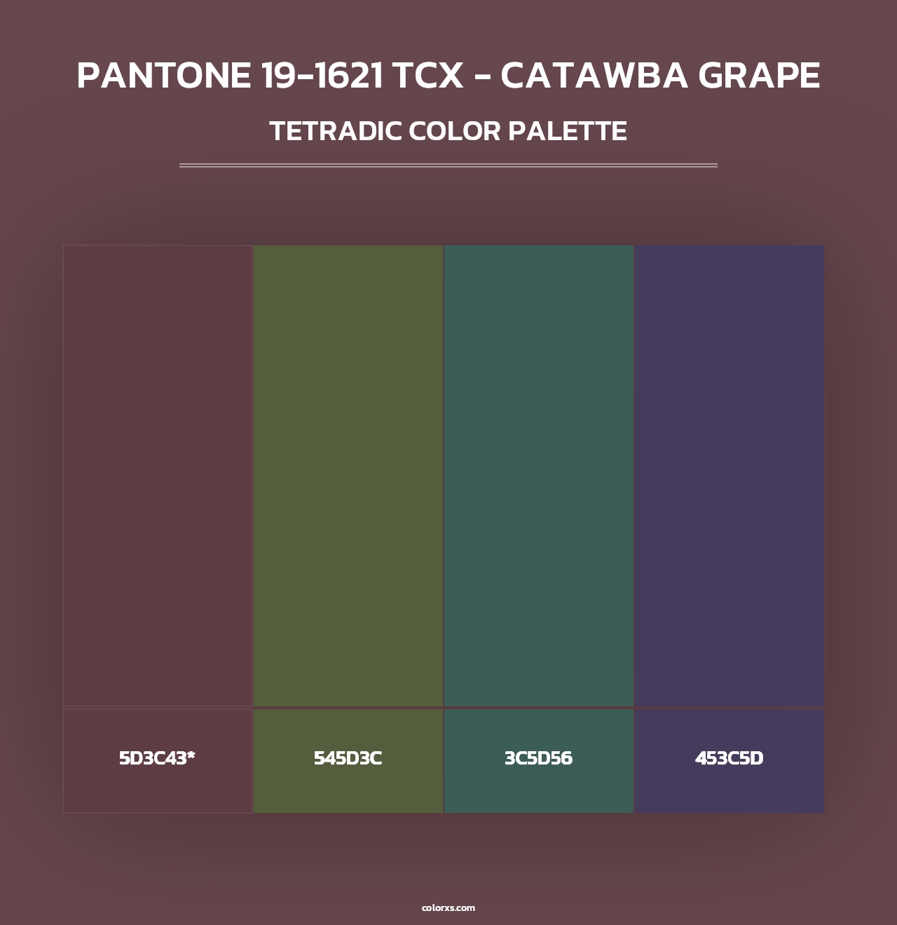 PANTONE 19-1621 TCX - Catawba Grape - Tetradic Color Palette