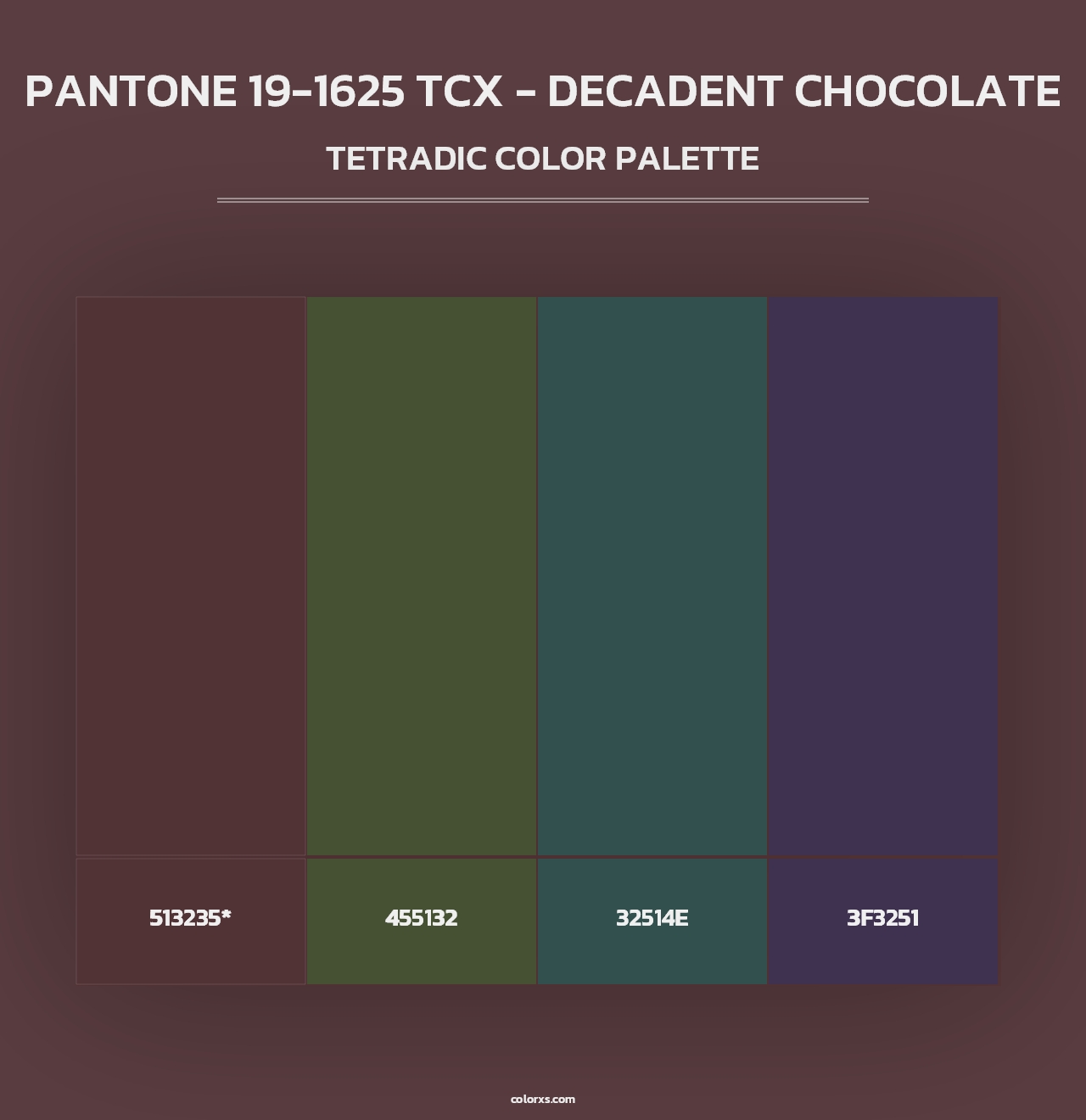 PANTONE 19-1625 TCX - Decadent Chocolate - Tetradic Color Palette