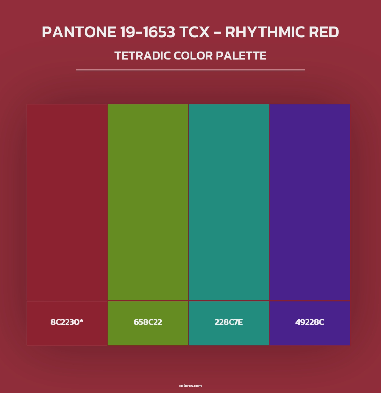 PANTONE 19-1653 TCX - Rhythmic Red - Tetradic Color Palette