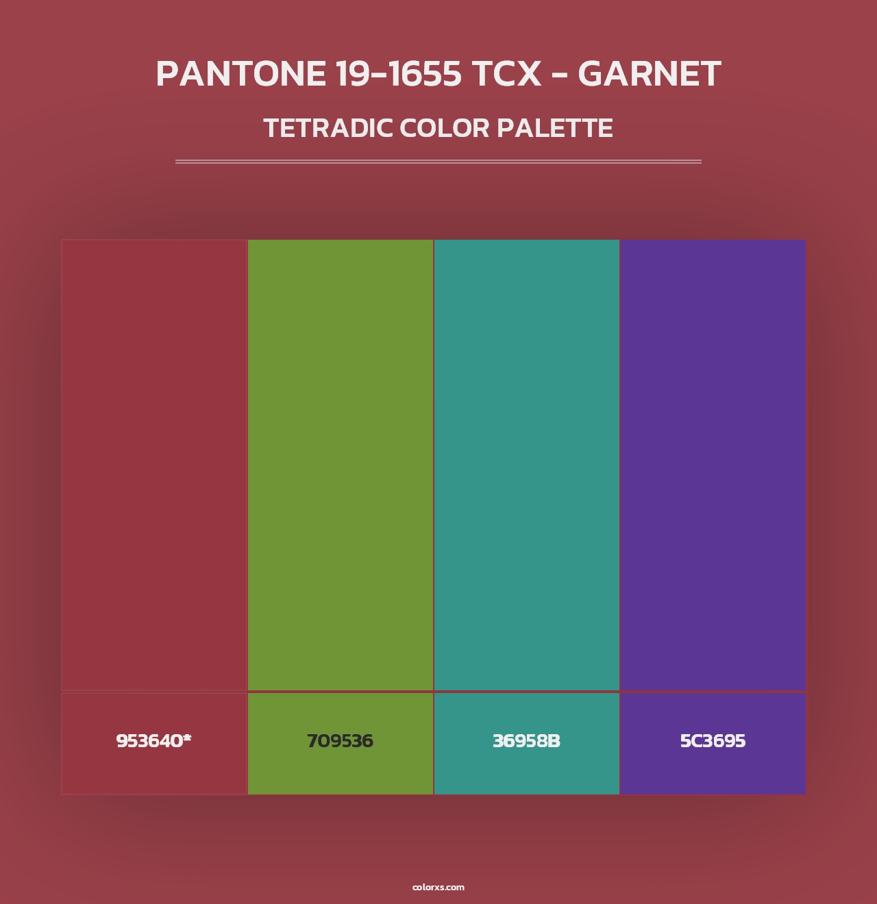 PANTONE 19-1655 TCX - Garnet - Tetradic Color Palette
