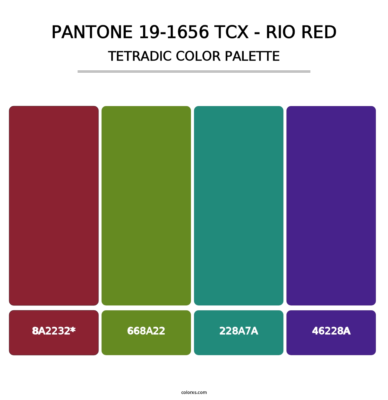 PANTONE 19-1656 TCX - Rio Red - Tetradic Color Palette