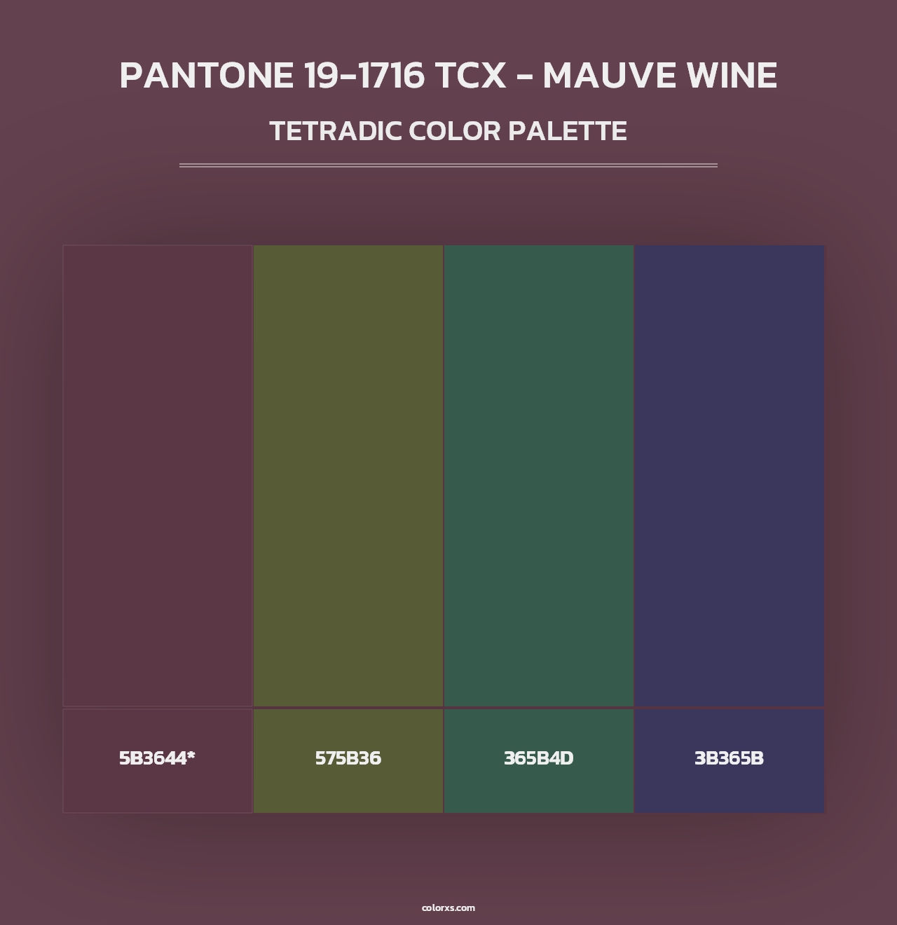 PANTONE 19-1716 TCX - Mauve Wine - Tetradic Color Palette