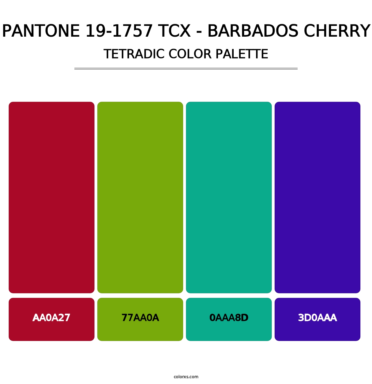 PANTONE 19-1757 TCX - Barbados Cherry - Tetradic Color Palette