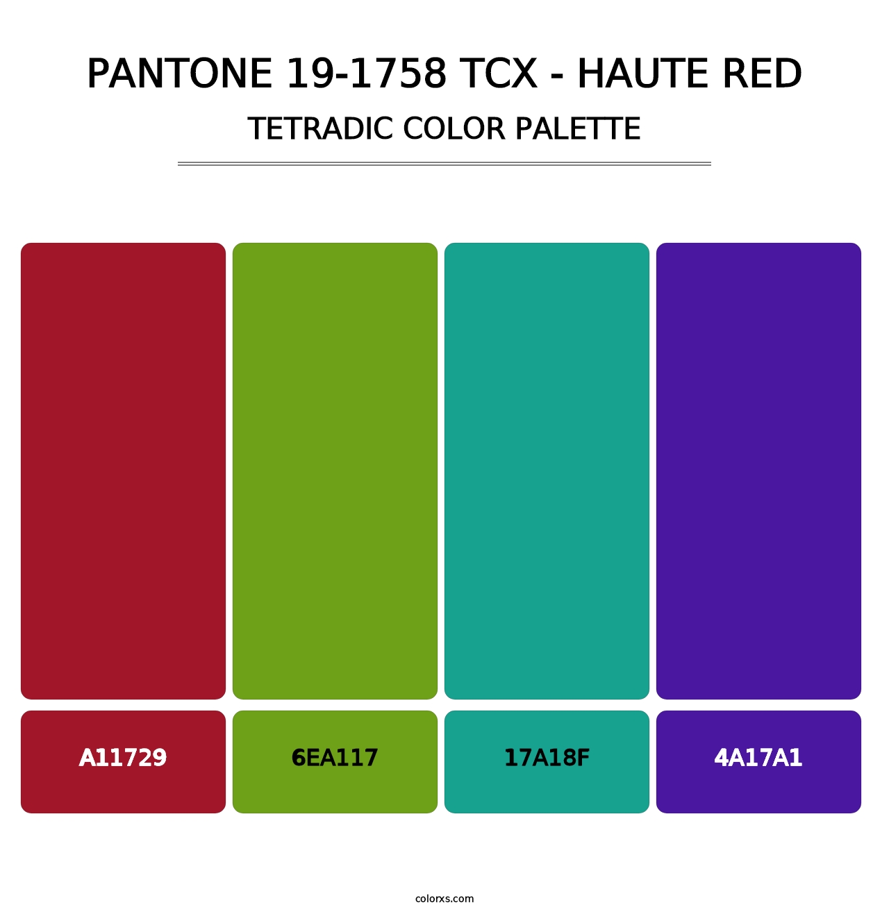 PANTONE 19-1758 TCX - Haute Red - Tetradic Color Palette