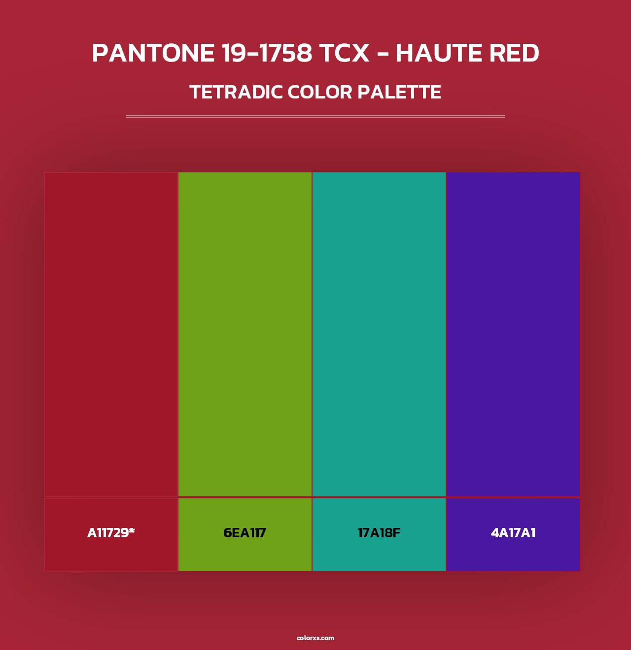PANTONE 19-1758 TCX - Haute Red - Tetradic Color Palette