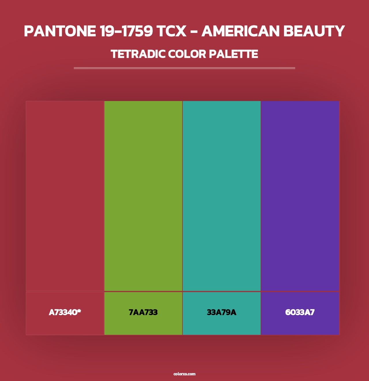 PANTONE 19-1759 TCX - American Beauty - Tetradic Color Palette