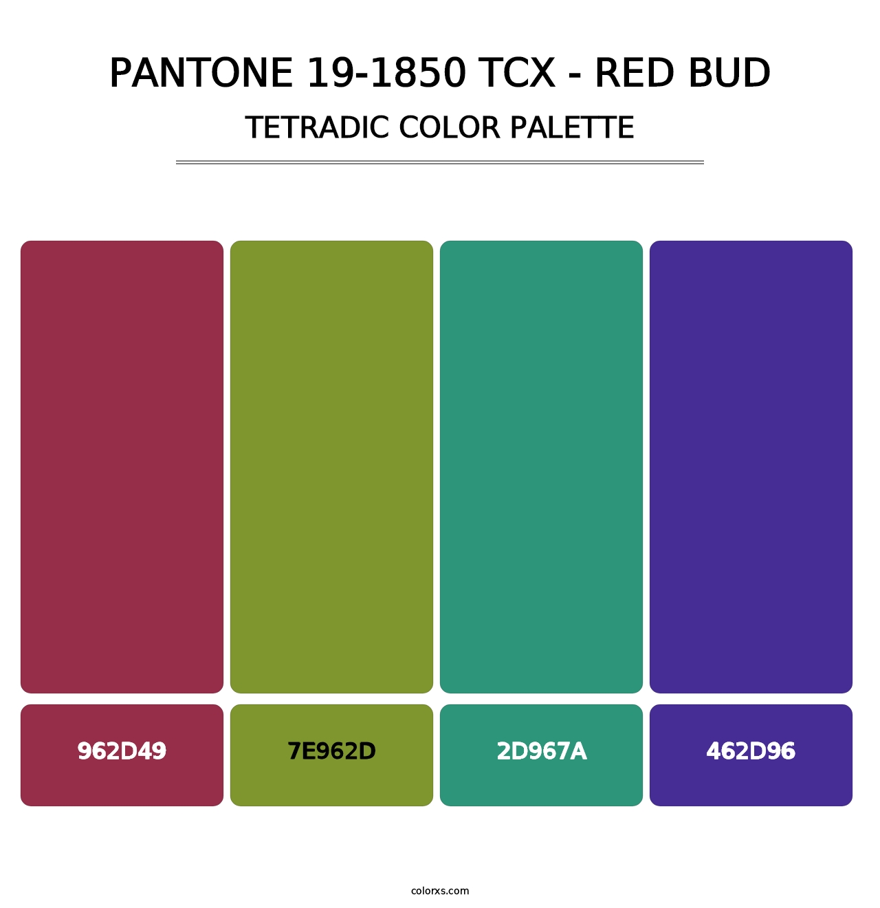 PANTONE 19-1850 TCX - Red Bud - Tetradic Color Palette
