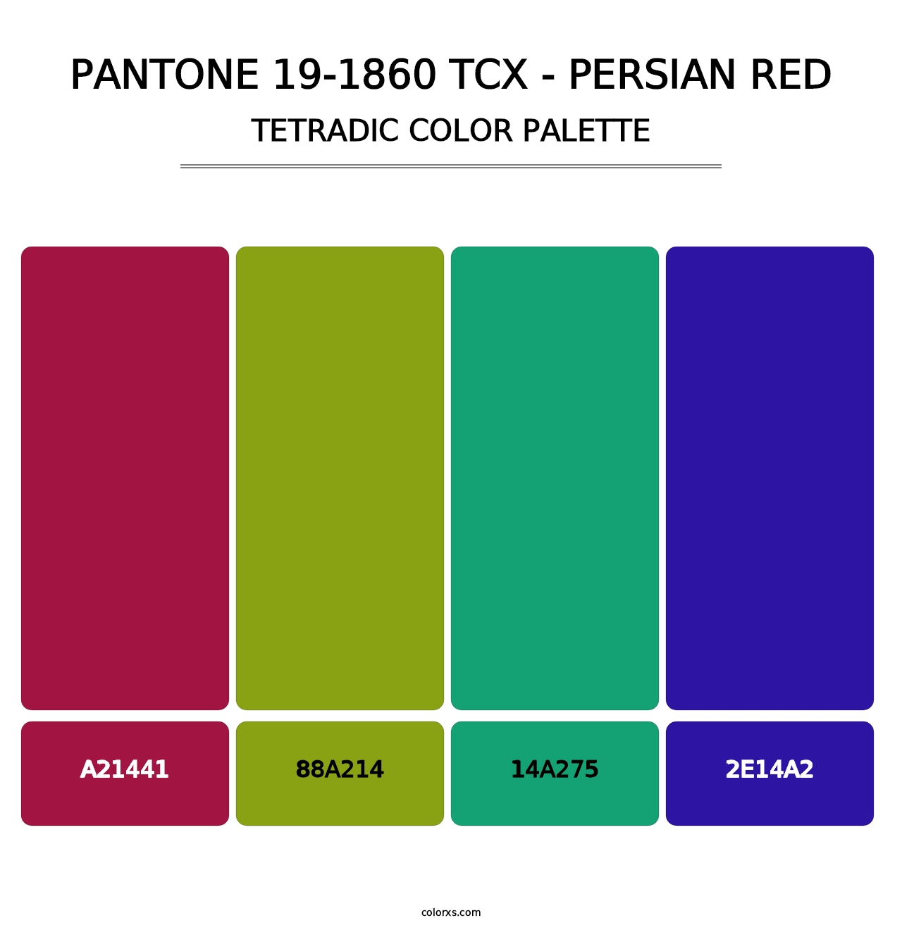 PANTONE 19-1860 TCX - Persian Red - Tetradic Color Palette