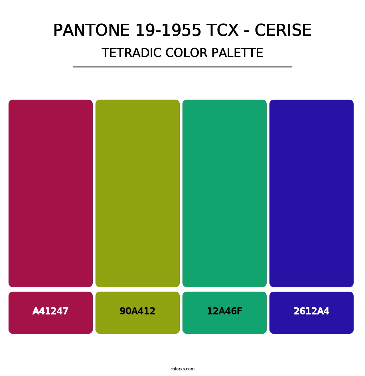 PANTONE 19-1955 TCX - Cerise - Tetradic Color Palette