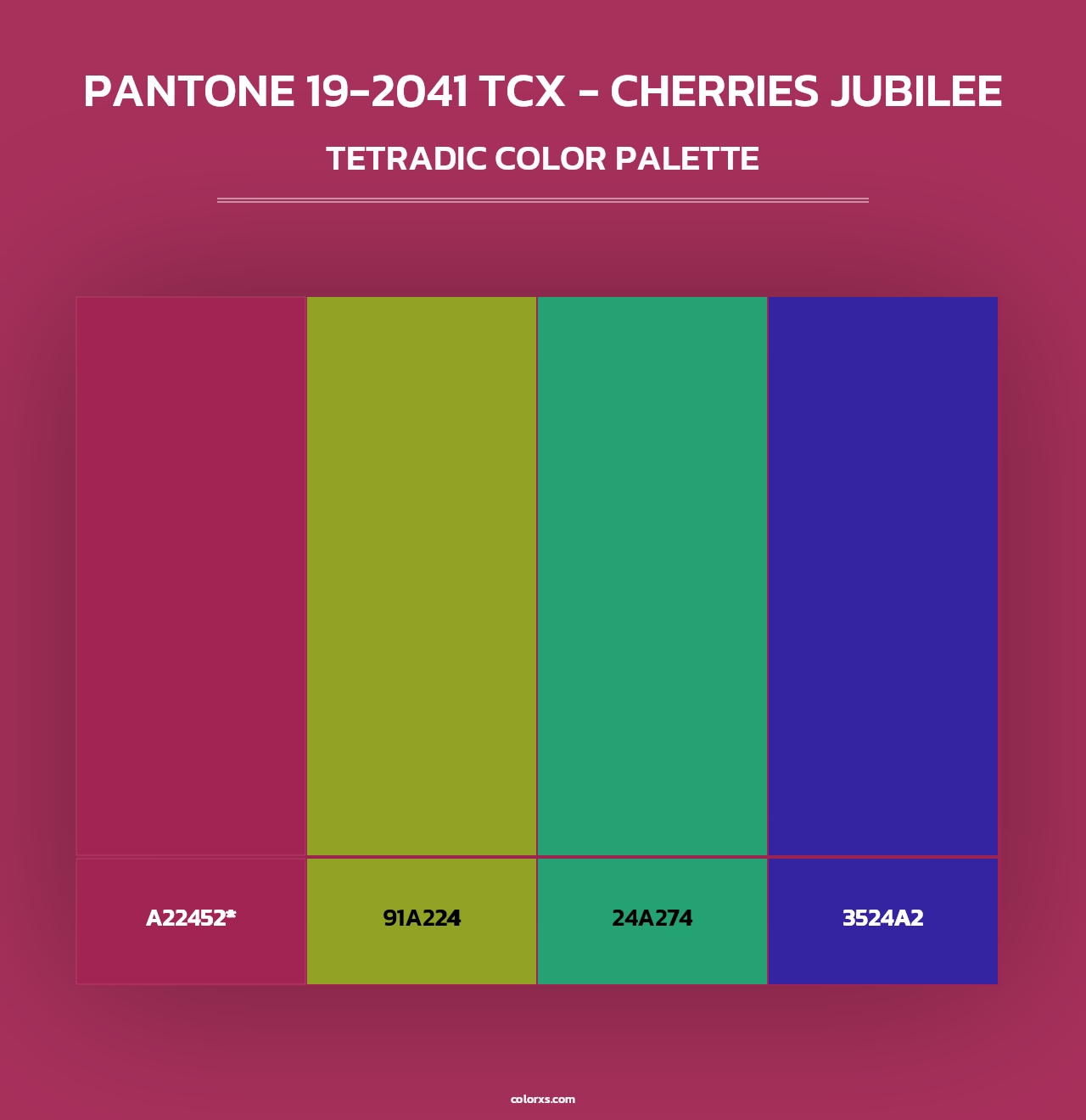 PANTONE 19-2041 TCX - Cherries Jubilee - Tetradic Color Palette