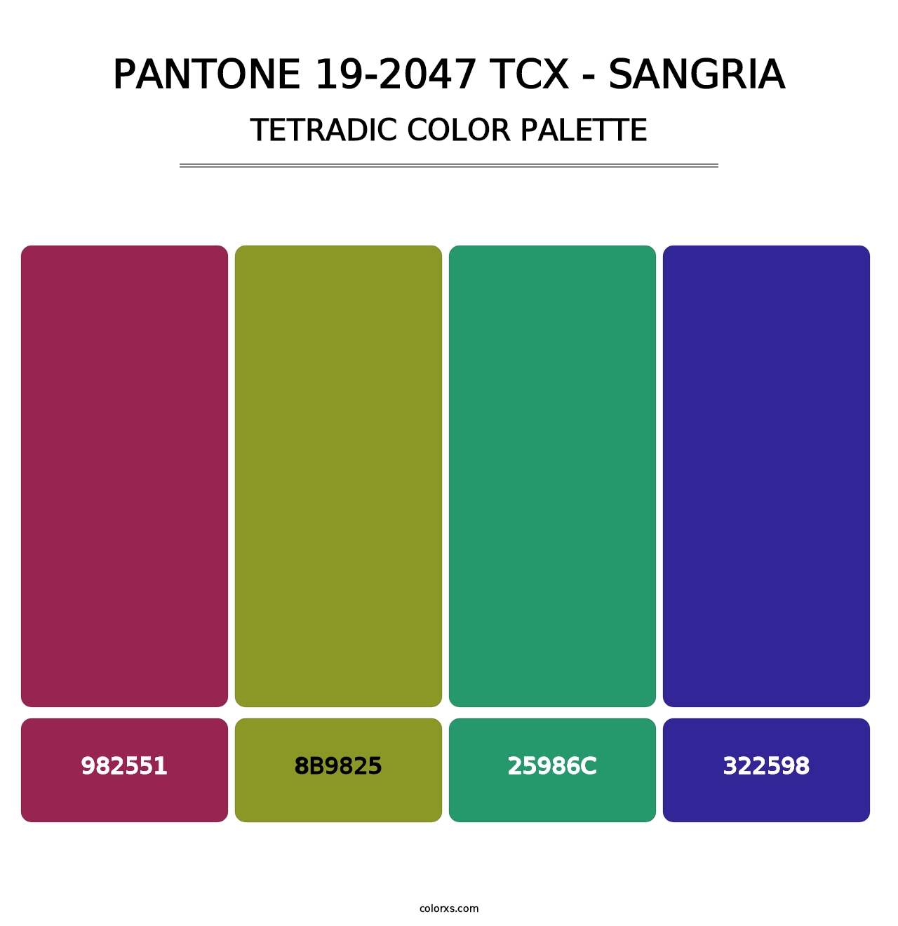 PANTONE 19-2047 TCX - Sangria - Tetradic Color Palette