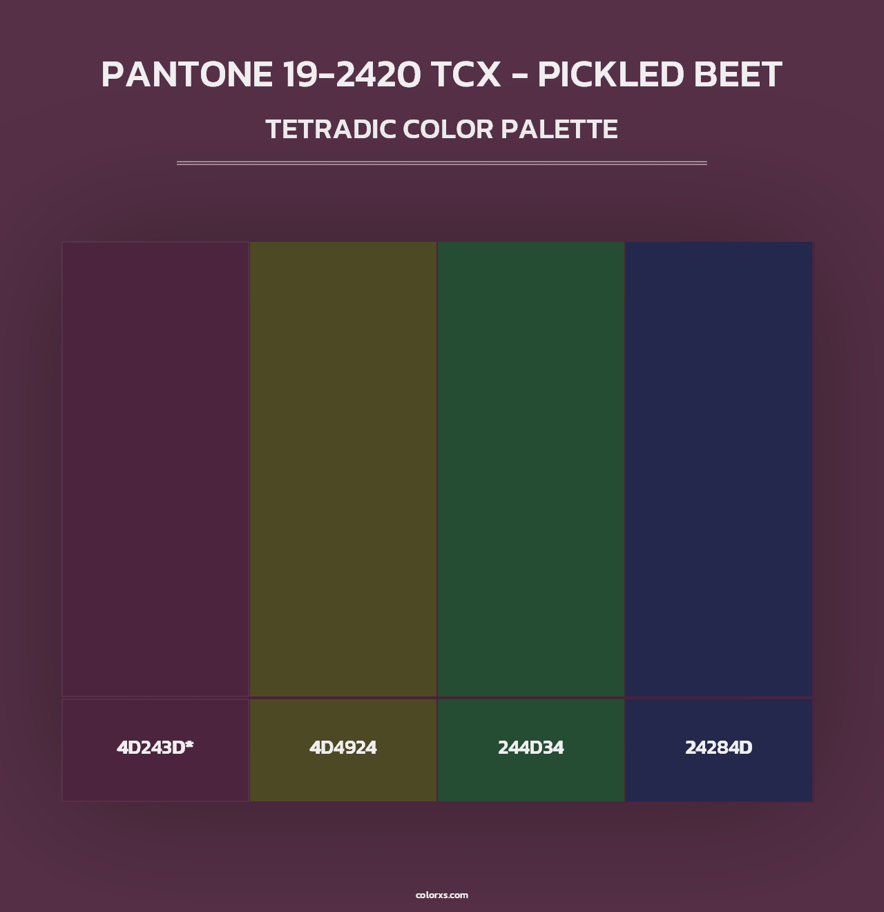 PANTONE 19-2420 TCX - Pickled Beet - Tetradic Color Palette