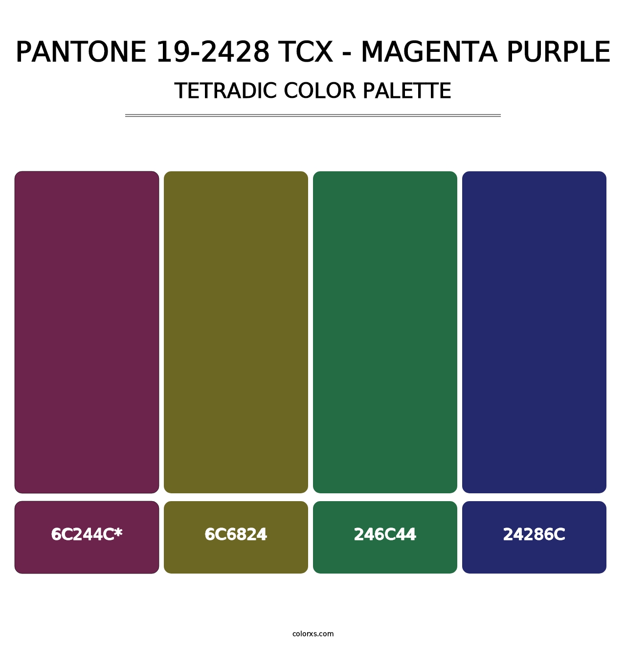 PANTONE 19-2428 TCX - Magenta Purple - Tetradic Color Palette