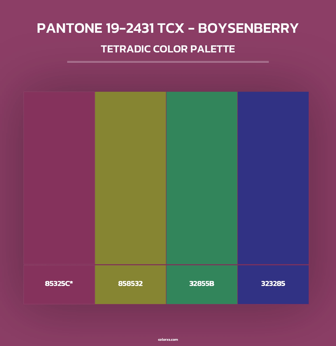 PANTONE 19-2431 TCX - Boysenberry - Tetradic Color Palette