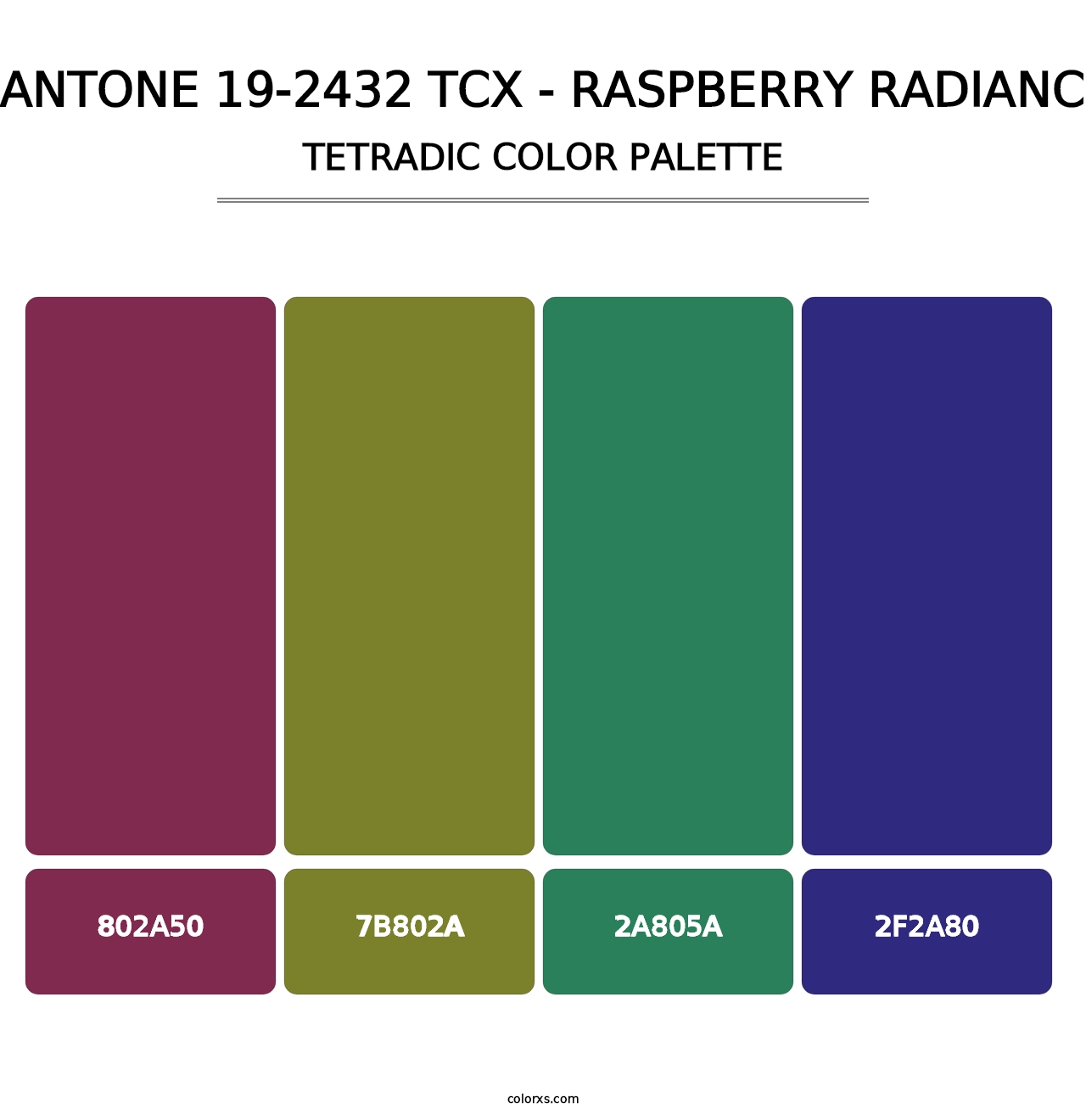 PANTONE 19-2432 TCX - Raspberry Radiance - Tetradic Color Palette