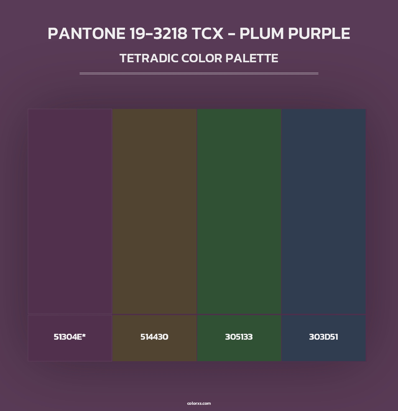 PANTONE 19-3218 TCX - Plum Purple - Tetradic Color Palette