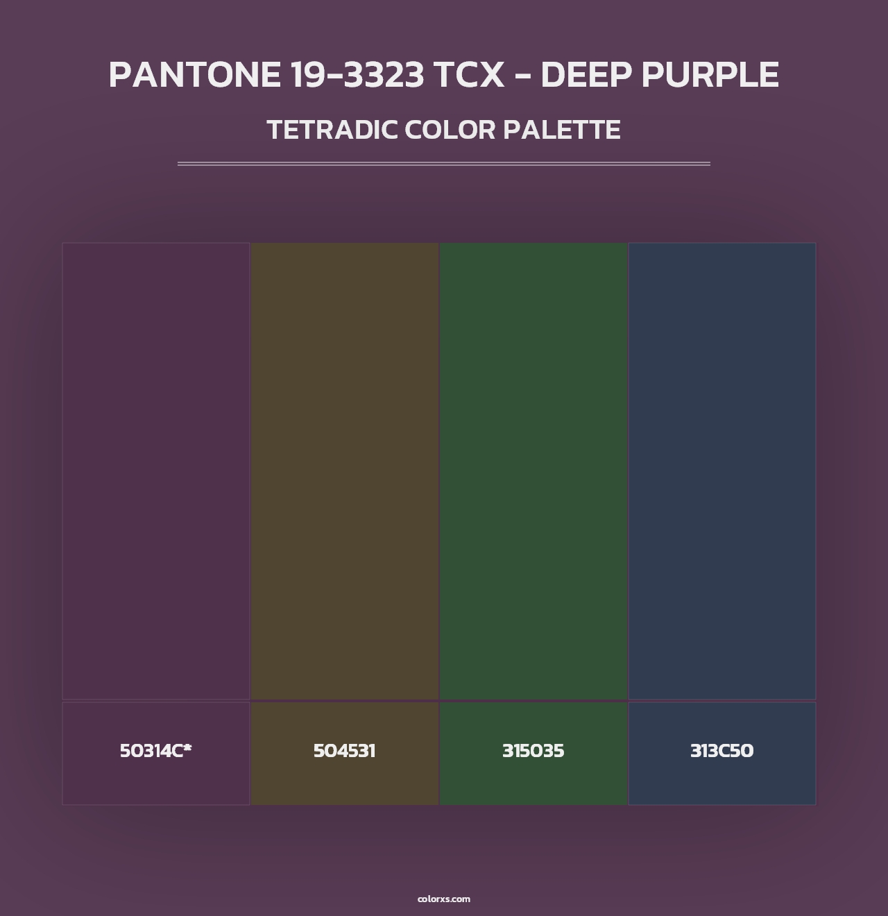 PANTONE 19-3323 TCX - Deep Purple - Tetradic Color Palette