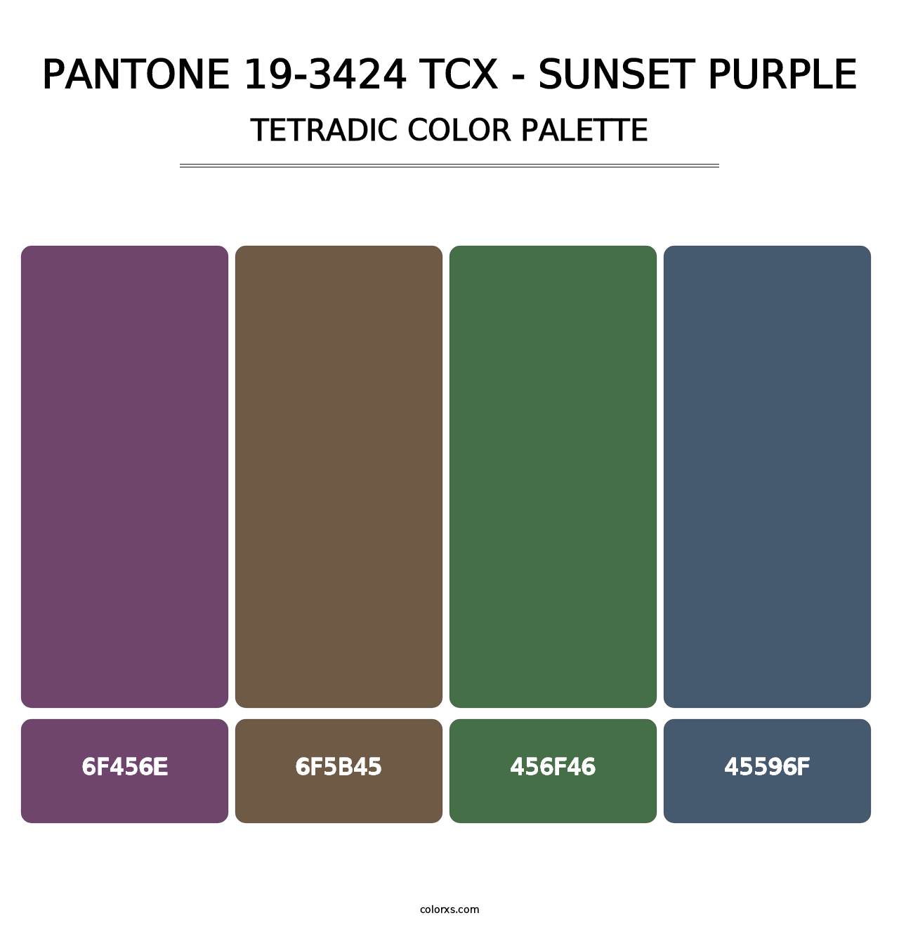 PANTONE 19-3424 TCX - Sunset Purple - Tetradic Color Palette