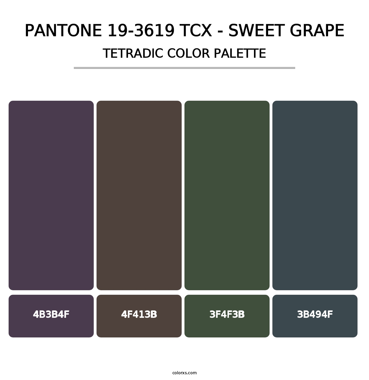PANTONE 19-3619 TCX - Sweet Grape - Tetradic Color Palette