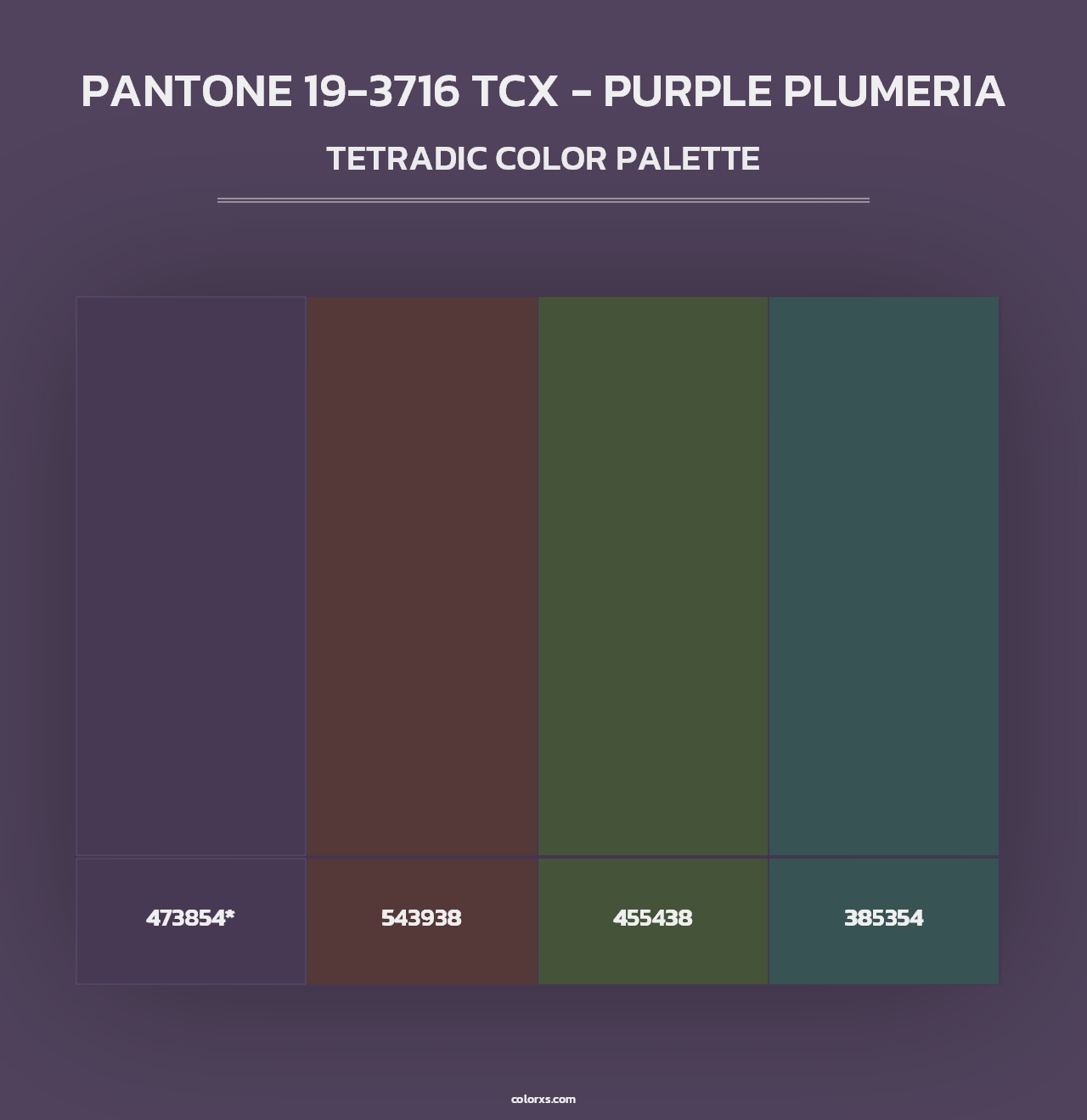 PANTONE 19-3716 TCX - Purple Plumeria - Tetradic Color Palette