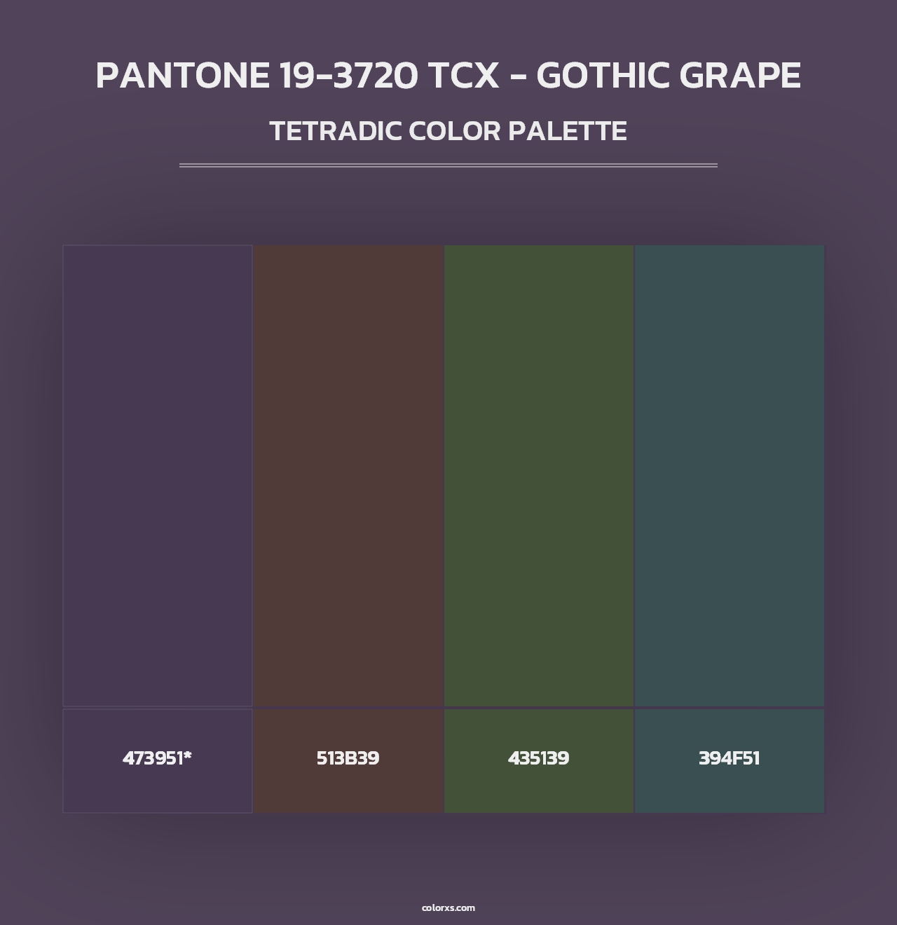 PANTONE 19-3720 TCX - Gothic Grape - Tetradic Color Palette