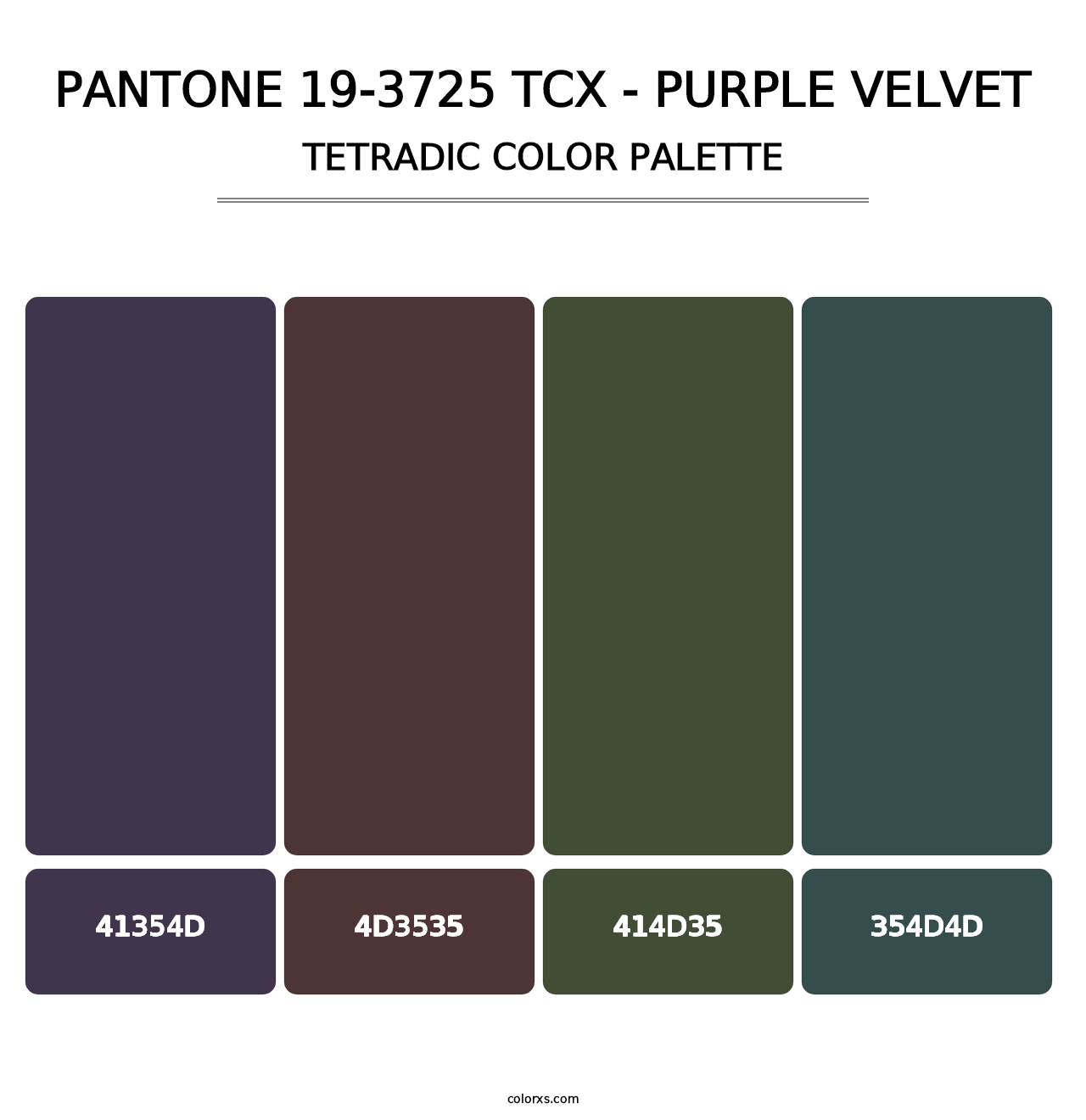 PANTONE 19-3725 TCX - Purple Velvet - Tetradic Color Palette