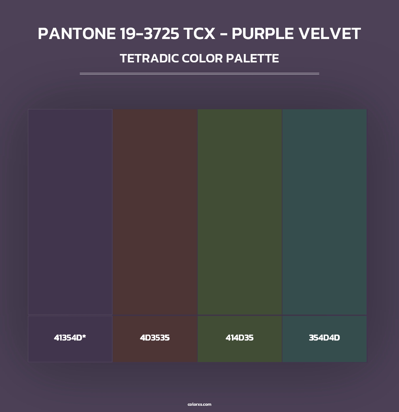 PANTONE 19-3725 TCX - Purple Velvet - Tetradic Color Palette