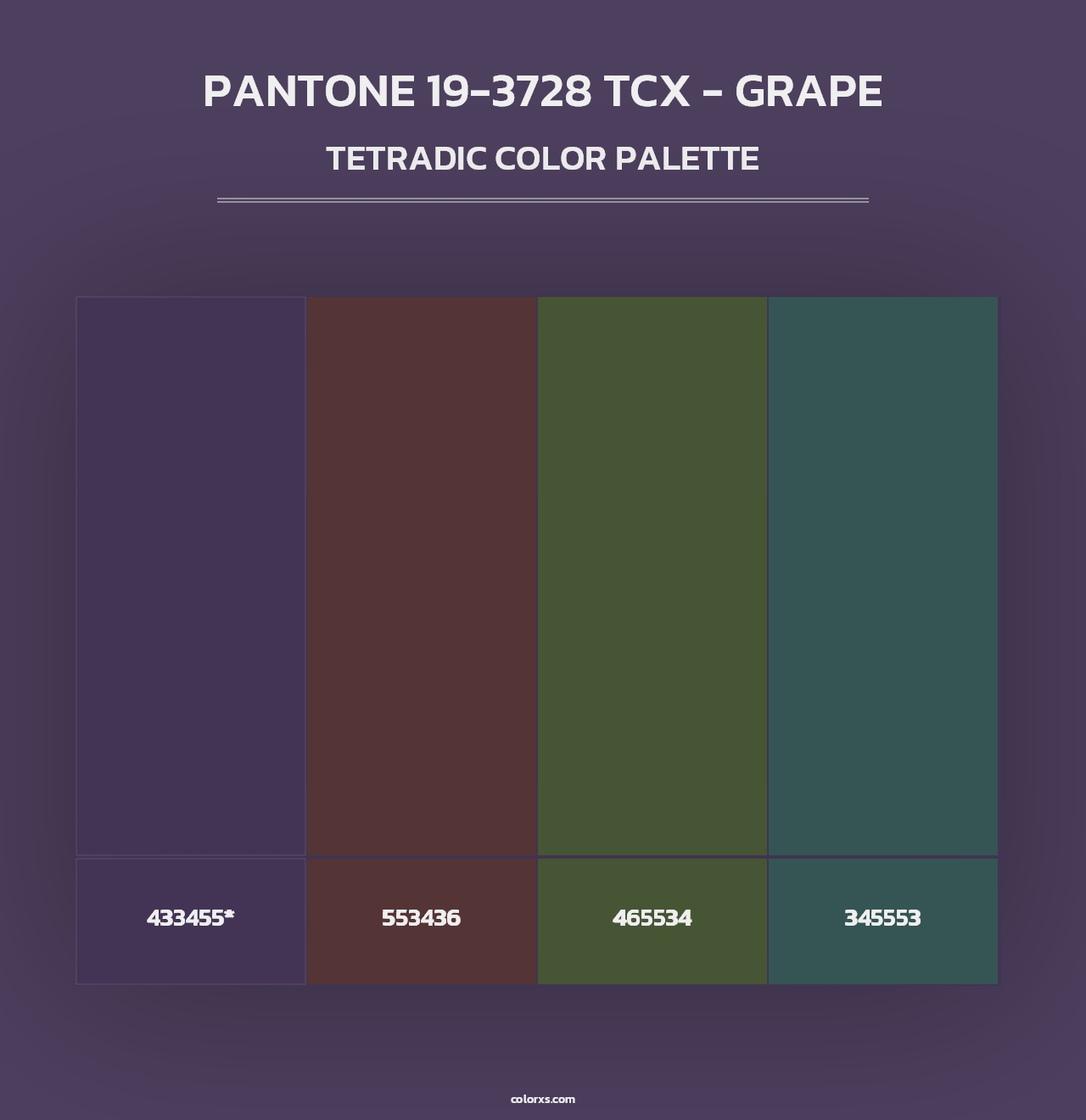 PANTONE 19-3728 TCX - Grape - Tetradic Color Palette
