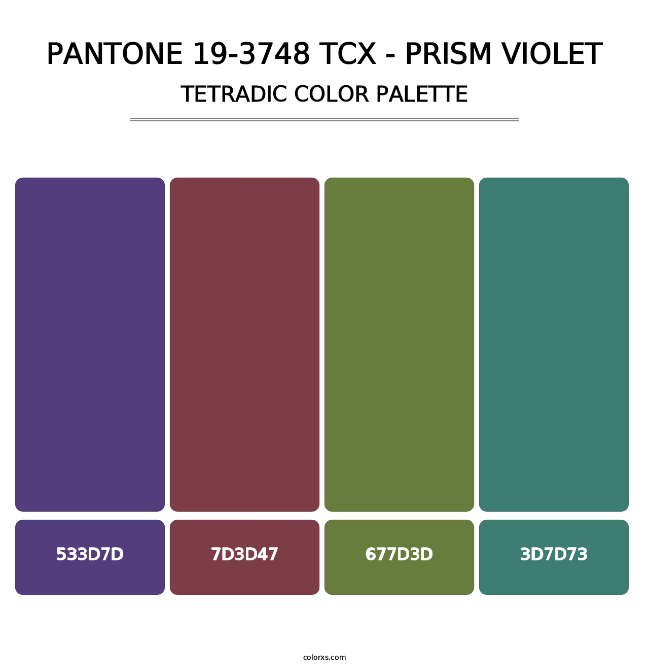 PANTONE 19-3748 TCX - Prism Violet - Tetradic Color Palette