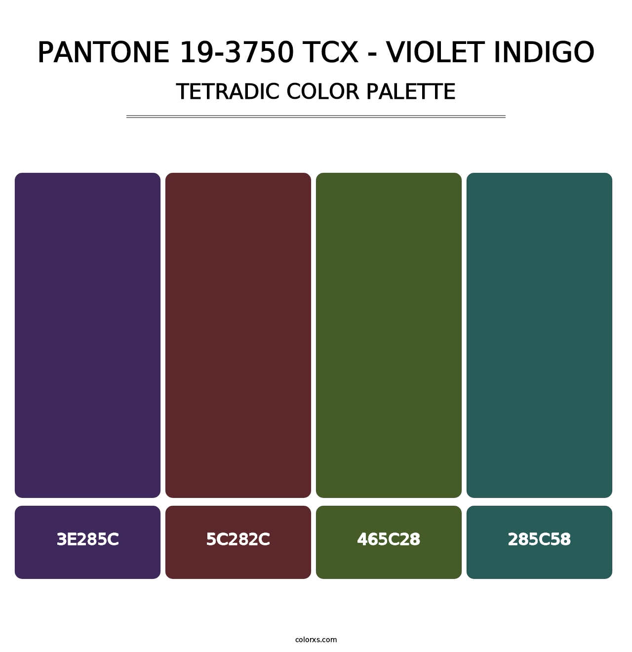 PANTONE 19-3750 TCX - Violet Indigo - Tetradic Color Palette