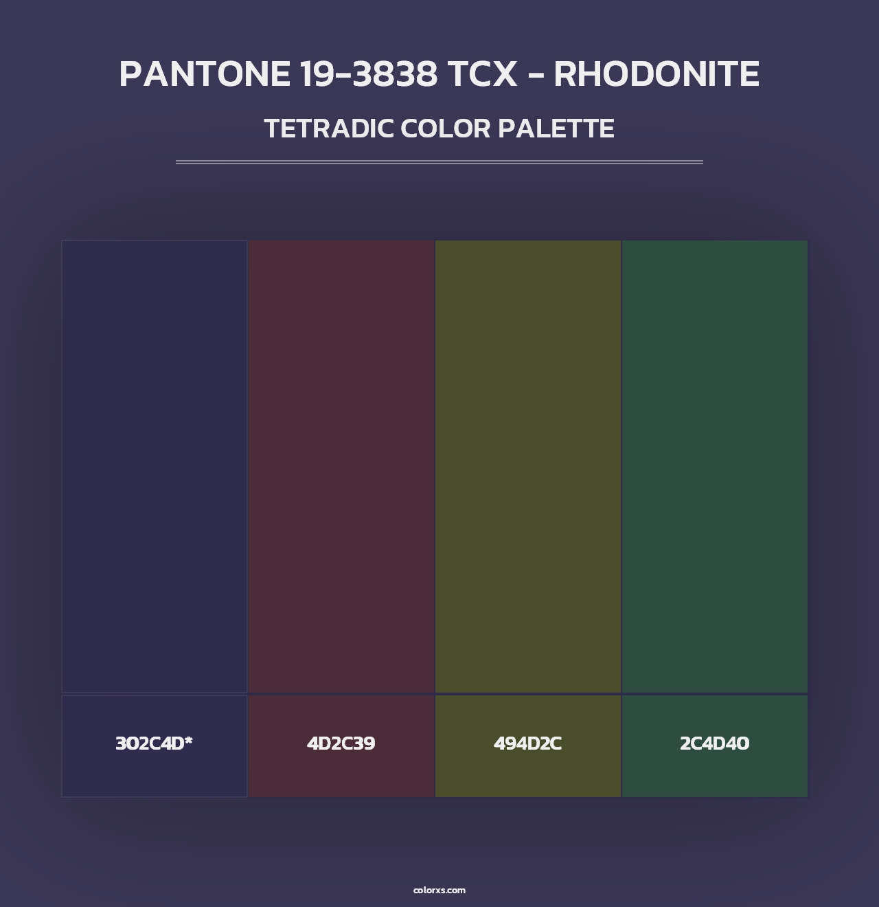 PANTONE 19-3838 TCX - Rhodonite - Tetradic Color Palette