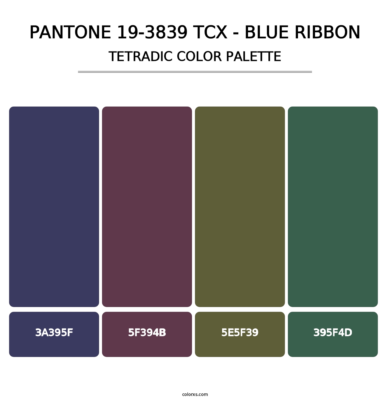 PANTONE 19-3839 TCX - Blue Ribbon - Tetradic Color Palette