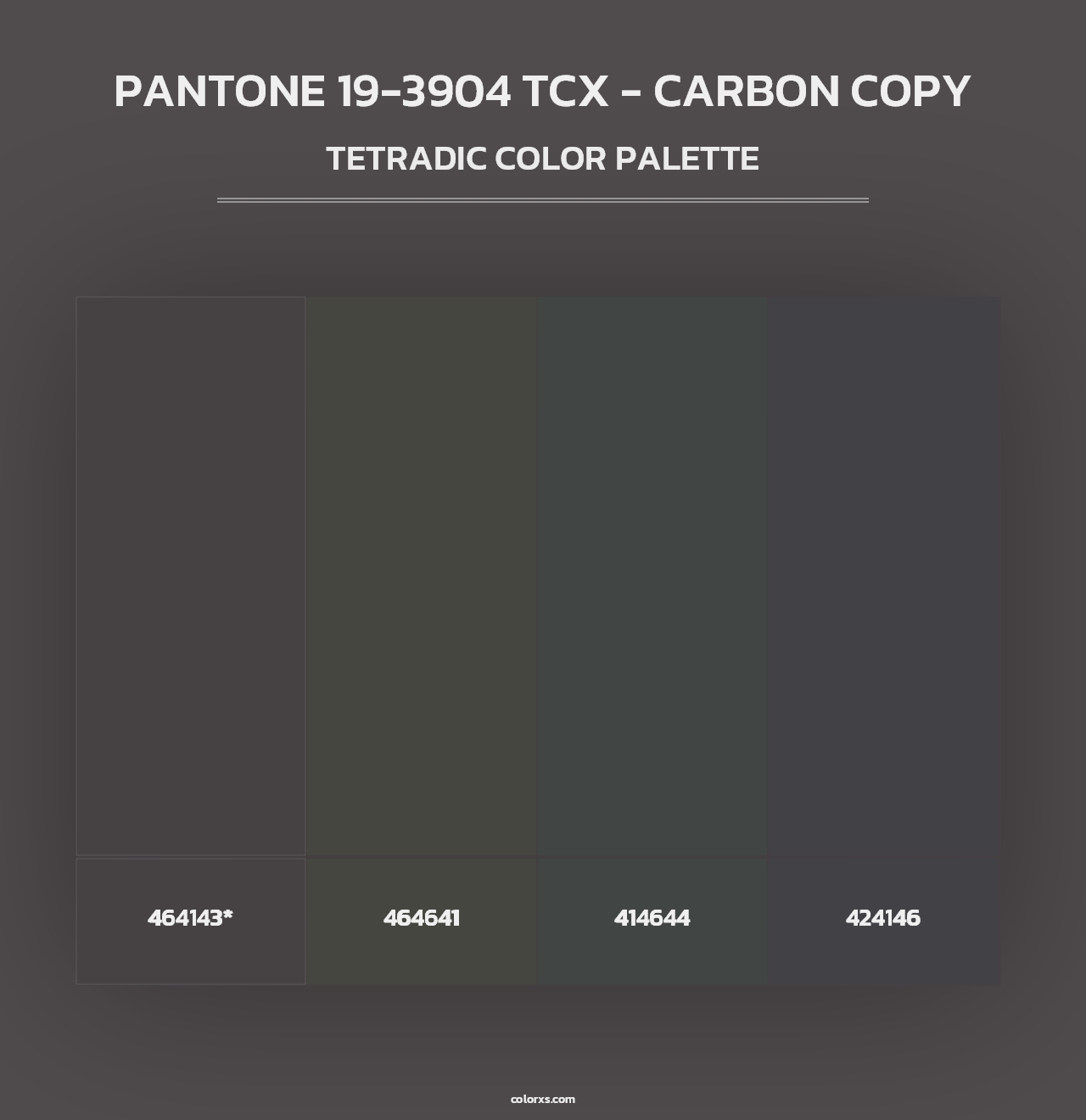 PANTONE 19-3904 TCX - Carbon Copy - Tetradic Color Palette