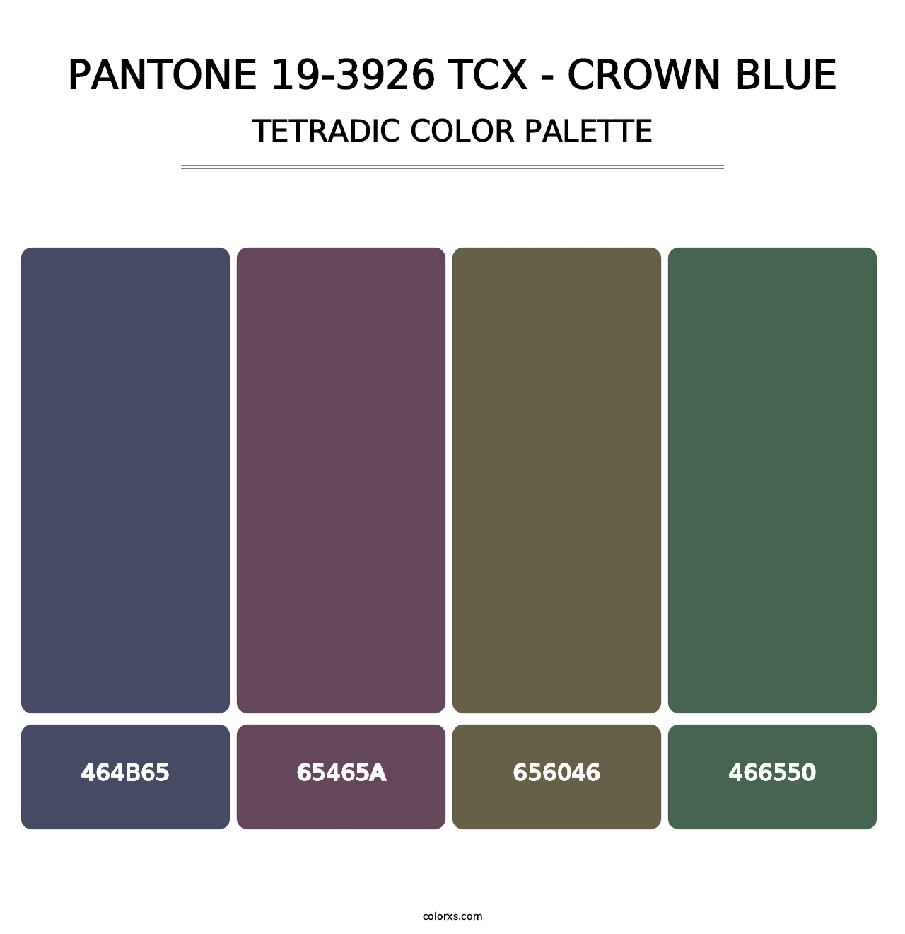 PANTONE 19-3926 TCX - Crown Blue - Tetradic Color Palette