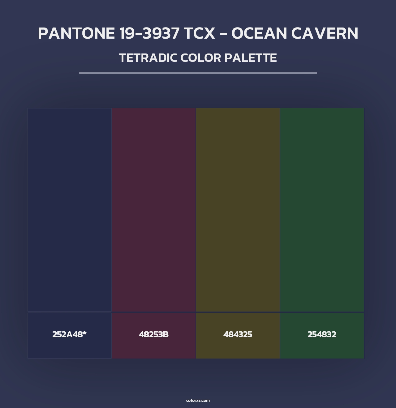 PANTONE 19-3937 TCX - Ocean Cavern - Tetradic Color Palette