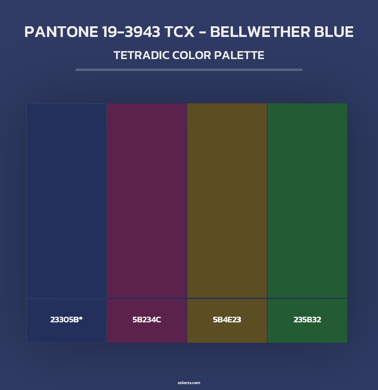 PANTONE 19-3943 TCX - Bellwether Blue - Tetradic Color Palette