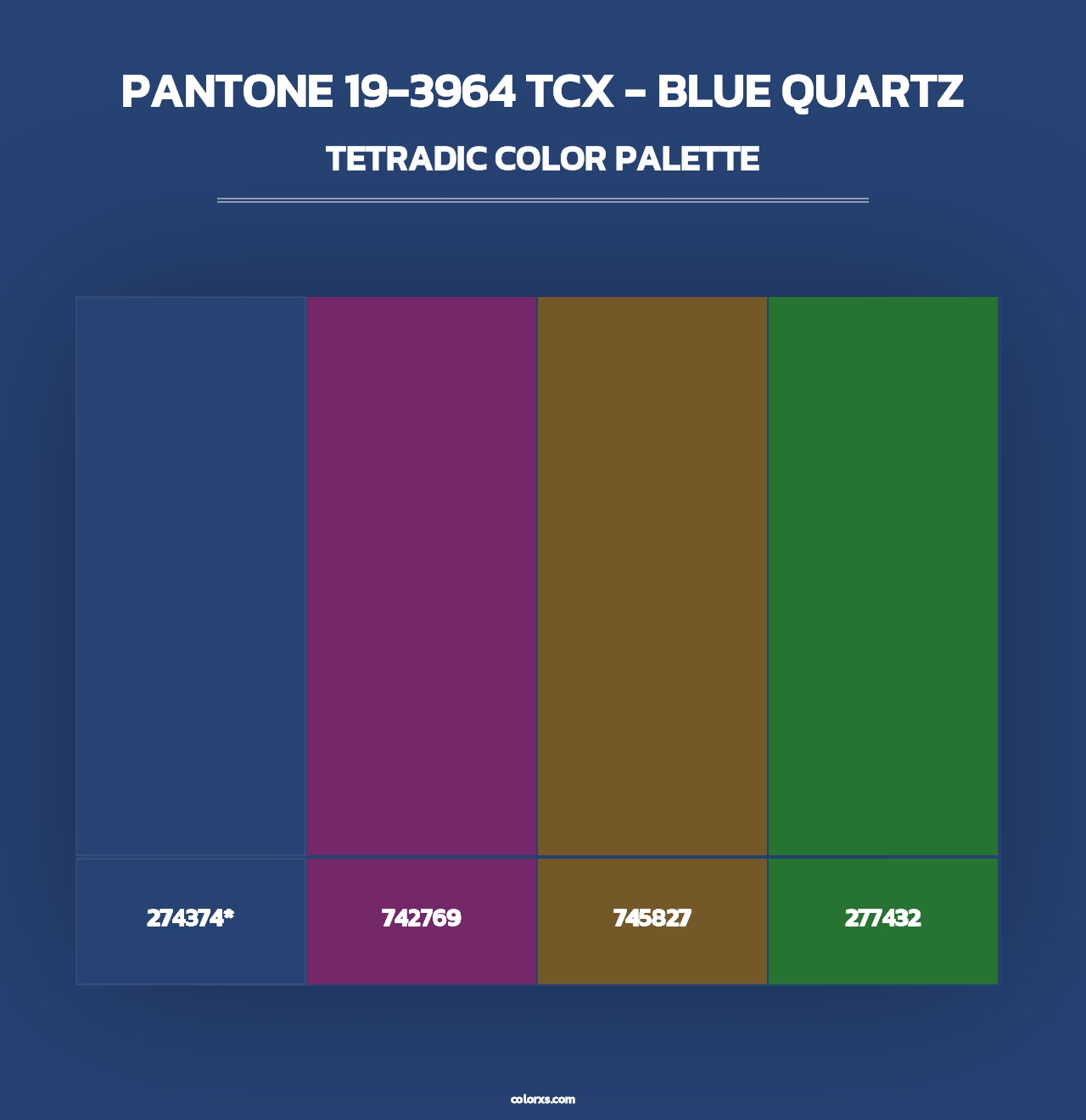 PANTONE 19-3964 TCX - Blue Quartz - Tetradic Color Palette